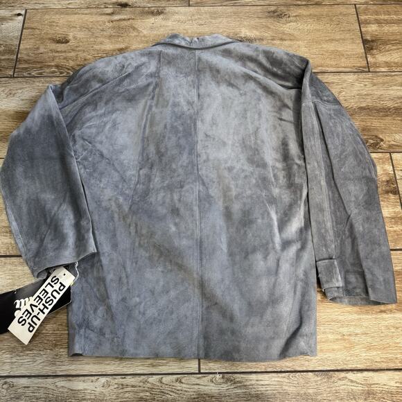 VTG Avanti Gray Genuine Pig Suede Open Jacket Push Sleeves Blazer Size Medium M - Picture 3 of 14